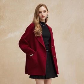 PH90224新款双面呢一手长廓形简约显瘦时尚通勤休闲大衣