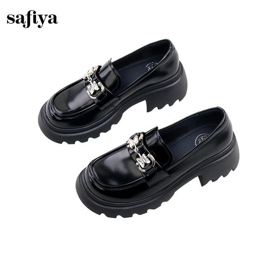 Safiya/索菲娅2024秋学院风蝴蝶钻扣百搭轻便增高JK乐福小皮鞋 SF43112069 商品图7