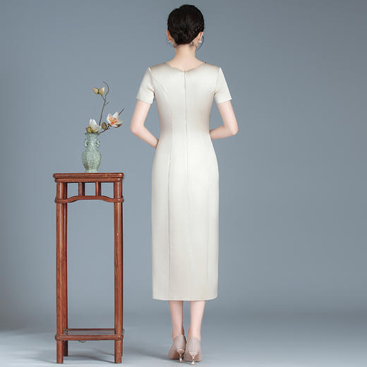 香槟色改良旗袍气质高贵连衣裙婚宴礼服LHS 商品图2