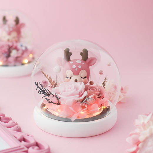 可爱小鹿玻璃罩永生花 商品图1