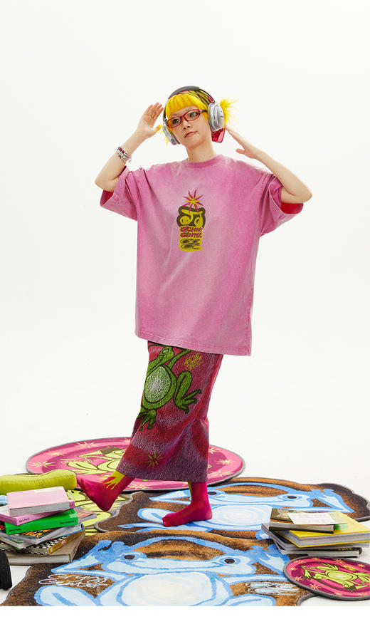 CryingCenter蛙爱哭粉色水洗呱呱大tee 哭喊中心 商品图1