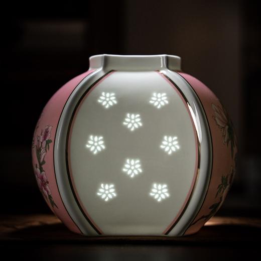 富玉 景德镇粉彩玲珑花瓶创意艺术感装饰摆件家居乔迁送礼 商品图1