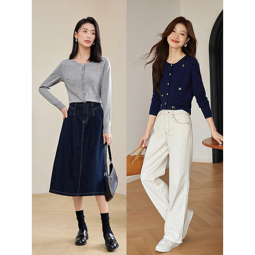 【专属特价】熙世界法式重工绣花针织开衫2025秋季新款休闲宽松小个子短外套 商品图4