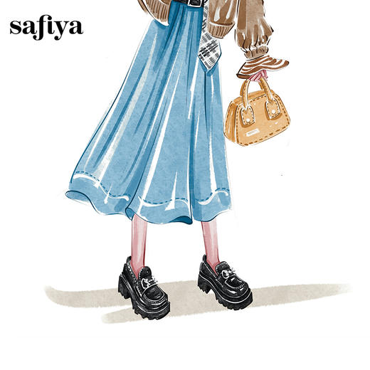 Safiya/索菲娅2024秋学院风蝴蝶钻扣百搭轻便增高JK乐福小皮鞋 SF43112069 商品图6