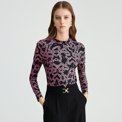 EITIE爱特爱秋季新款修身显瘦百搭印花小上衣7513215 商品图2