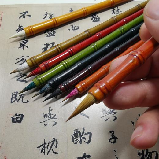 竹节造型八毫八色小楷文房四宝书法班培训选用含墨饱满有弹性 商品图1