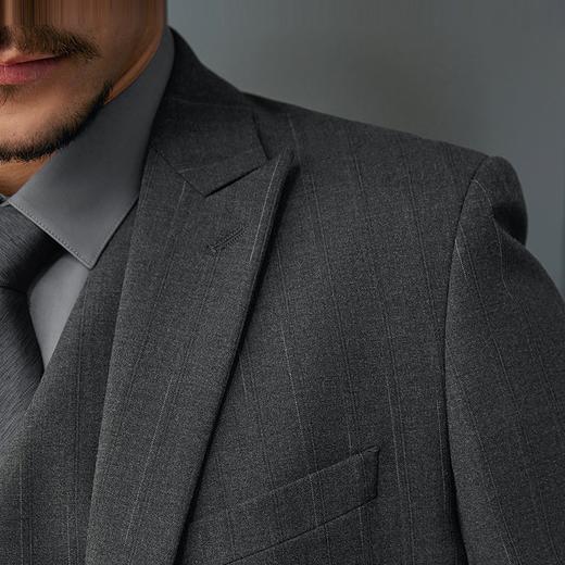 【婚礼季/犀牛褶】柒牌西服套装含马甲男2025秋季新款条纹戗驳领正装礼服	127C70270 商品图2
