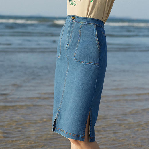 【孤品捡漏】【不退不换】【瑕疵品不发货】欧芮儿秋装女2019新款收腰开叉包臀一步裙女牛仔半身裙女中长款 商品图3