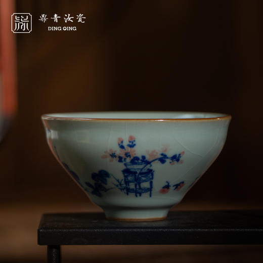 问鼎鼎青青花宋盏杯（博古花卉） 商品图0