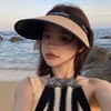 「9.9到手！3色可选」空顶uv防晒帽女夏防紫外线大帽檐沙滩遮阳草帽骑车遮脸太阳帽配饰 商品缩略图3