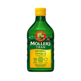 【跨境】挪威Mollers 沐乐思深海鳕鱼肝油DHA 250ml/瓶 3岁以上使用    柠檬味/苹果味/水果味 青少年学生儿童dha