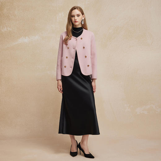 PH9162024新款双面呢小香风系列时尚减龄短款小个子箱型女式大衣 商品图3