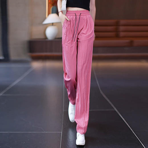 YM 9981阔腿裤薄款高腰垂感抽绳直筒本裤速干休闲裤 商品图1