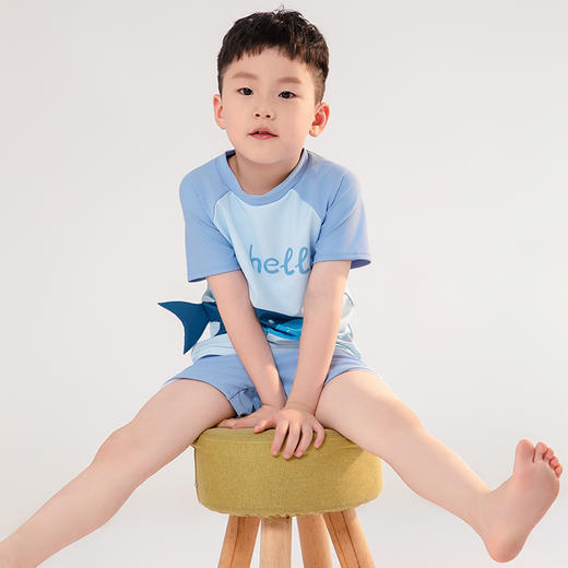 【120-150码】【送泳帽】熳洁儿 男童泳衣夏季短袖分体两件套卡通可爱鲨鱼24206605/24206603 商品图1