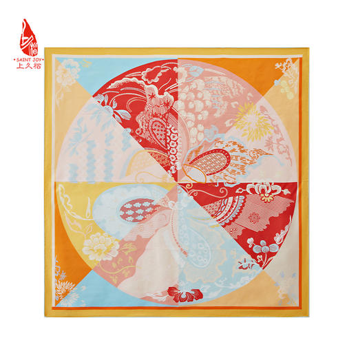 SAINTJOY/上久楷礼盒 闻相和韵   陶瓷盖碗  宋锦腰扇 SPS24G02-2   双面印花真丝方巾 FJS24006 商品图14