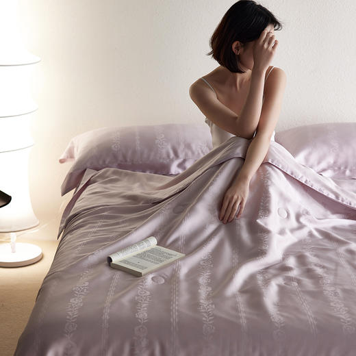 自然醒60支玫瑰情话奥地利天丝提花宽边夏被浪漫轻奢莱赛尔烫钻夏季可水洗薄被四件套TD 商品图9