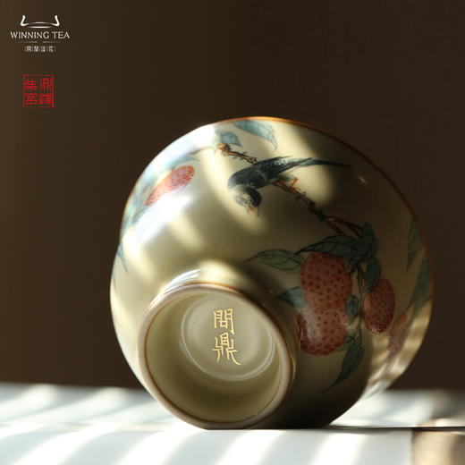 问鼎汝瓷鼎峰柴窑玉珀釉天河杯（荔枝鸟）（缺货） 商品图5