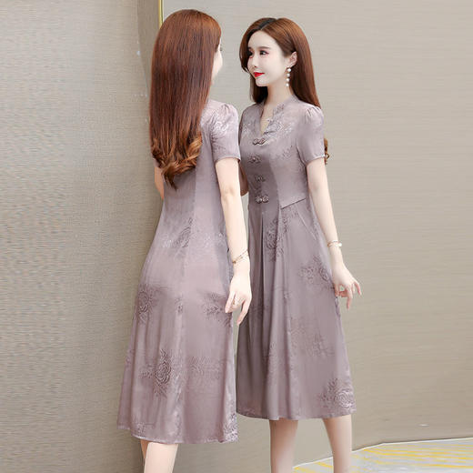 复古盘扣改良旗袍裙QYM-YM-22A8837-Y 商品图2