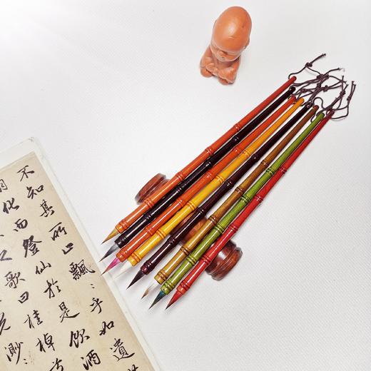 竹节造型八毫八色小楷文房四宝书法班培训选用含墨饱满有弹性 商品图4