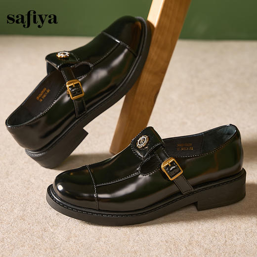 Safiya/索菲娅法式复古T字带玫瑰扣深口粗跟玛丽珍小皮鞋 SFD1112050/SF43112050 商品图7
