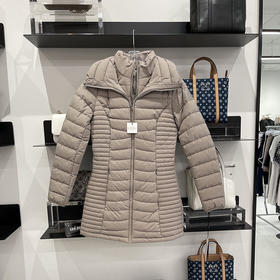 DKNY/唐可娜儿 女士纯色二合一中长款立领舒适保暖长袖棉服外套