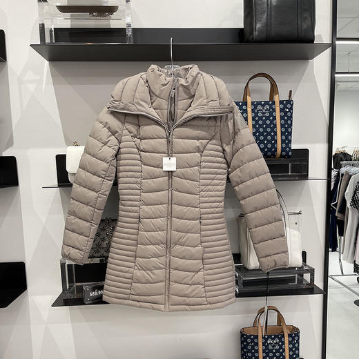 DKNY/唐可娜儿 女士纯色二合一中长款立领舒适保暖长袖棉服外套 商品图0