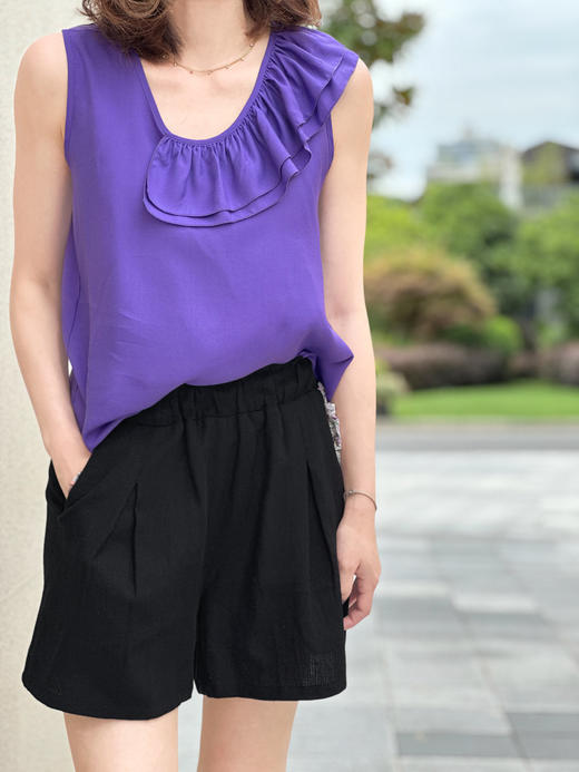 TYNVIE荷叶边领口背心-紫色 商品图2