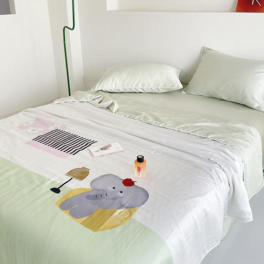 自然醒60支多巴胺大象奥地利兰精天丝数码印花夏被卡通可爱被子莱赛尔薄款被芯空调被夏季可机洗TD 商品图5