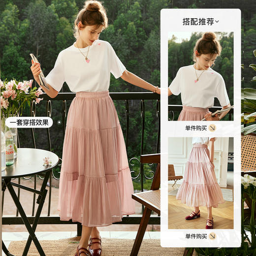 OLrain欧芮儿法式白色短袖T恤女夏季2023年新款宽松爱心刺绣上衣 商品图4