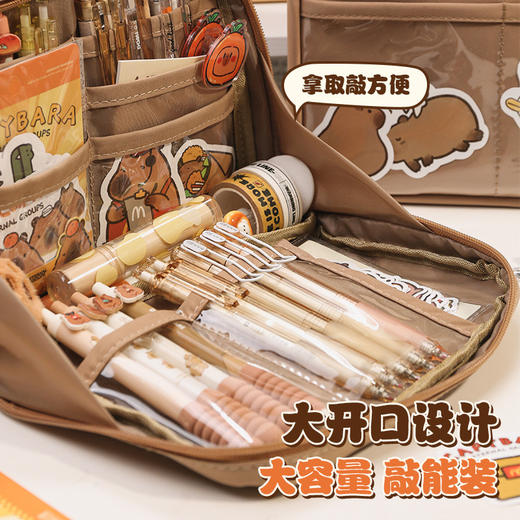 【一袋搞定所有文具！高颜值ins简约文具盒】耐磨耐脏，内置多层收纳，可容纳100+中性笔，中/小学生高级感铅笔盒，开学季好物特选L 商品图3