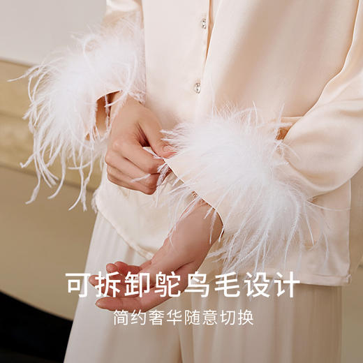 【逸羽华裳】金三塔重磅真丝睡衣女100%桑蚕丝奢华多穿优雅衣裤套  YSFEC203 商品图4