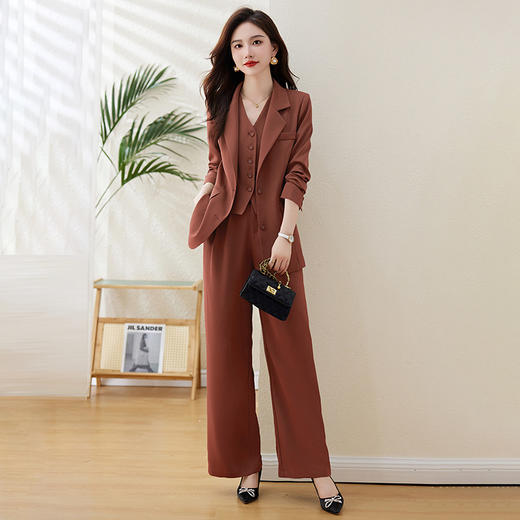 HR WS28339简约时尚纯色OL风西服阔腿裤三件套 商品图3