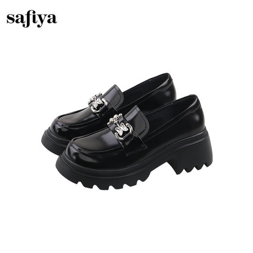 Safiya/索菲娅2024秋学院风蝴蝶钻扣百搭轻便增高JK乐福小皮鞋 SF43112069 商品图5