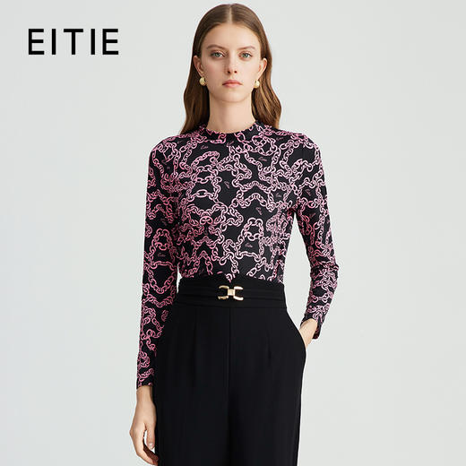 EITIE爱特爱秋季新款修身显瘦百搭印花小上衣7513215 商品图1