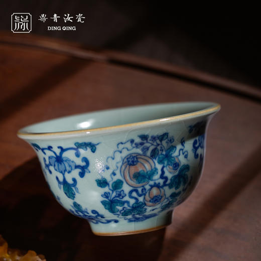 问鼎鼎青青花压手杯（南瓜图） 商品图1