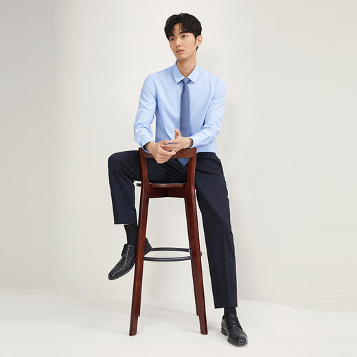 【5A抗菌2A防螨】柒牌男士长袖衬衫春秋2024新款含莫代尔商务衬衣	127A70760 商品图3