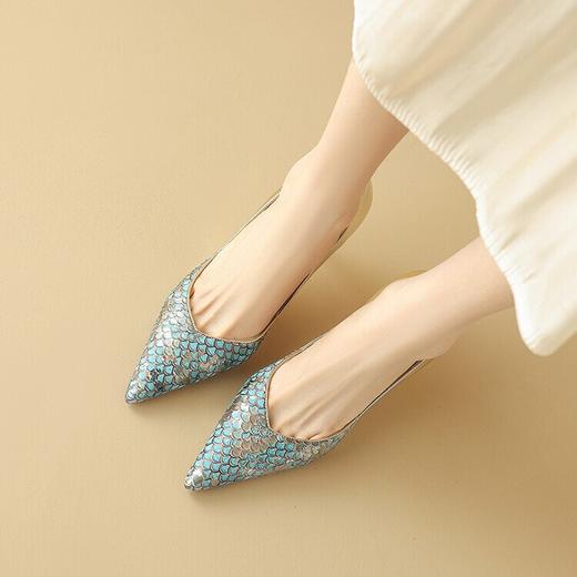 【预售5天】2024新款女鞋欧美风尖头细跟浅口单鞋女拼色高跟鞋四季鞋NDXC&6670 商品图1