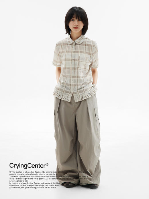 CryingCenter 薄荷色格纹圆领花边短袖衬衫 哭喊中心 商品图2