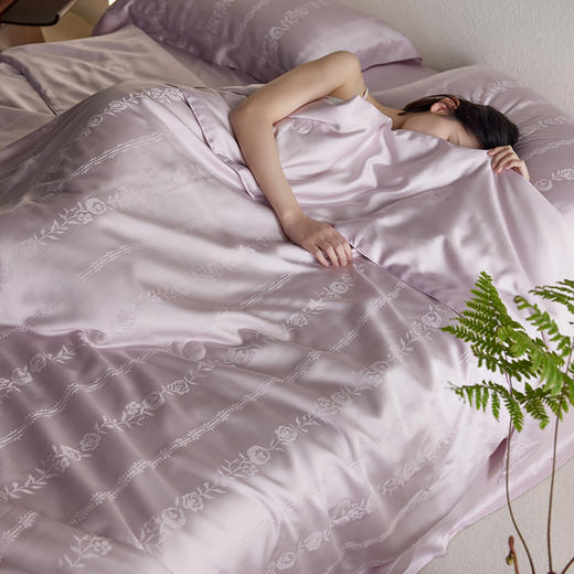自然醒60支玫瑰情话奥地利天丝提花宽边夏被浪漫轻奢莱赛尔烫钻夏季可水洗薄被四件套TD 商品图1