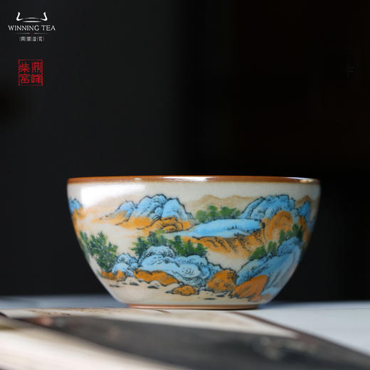 问鼎汝瓷鼎峰柴窑 观月杯（山水） 商品图0