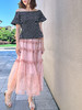 TYNVIE 撞色腰线斜开衩半裙- 粉星星 商品缩略图0