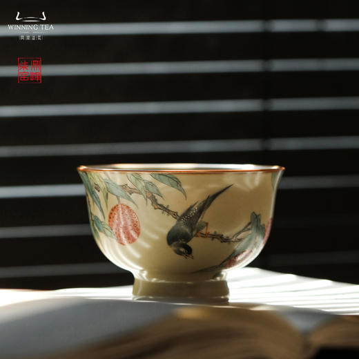 问鼎汝瓷鼎峰柴窑玉珀釉天河杯（荔枝鸟）（缺货） 商品图4