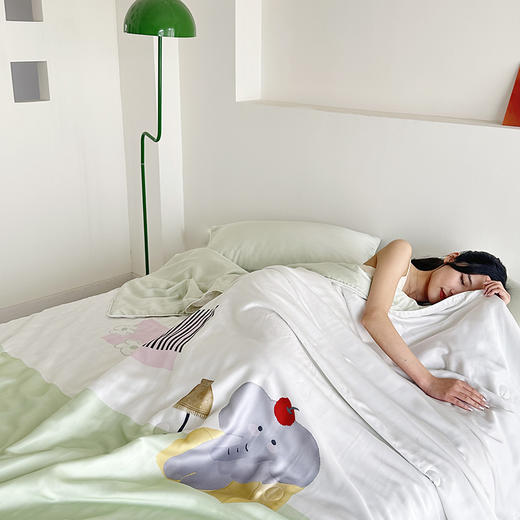 自然醒60支多巴胺大象奥地利兰精天丝数码印花夏被卡通可爱被子莱赛尔薄款被芯空调被夏季可机洗TD 商品图2