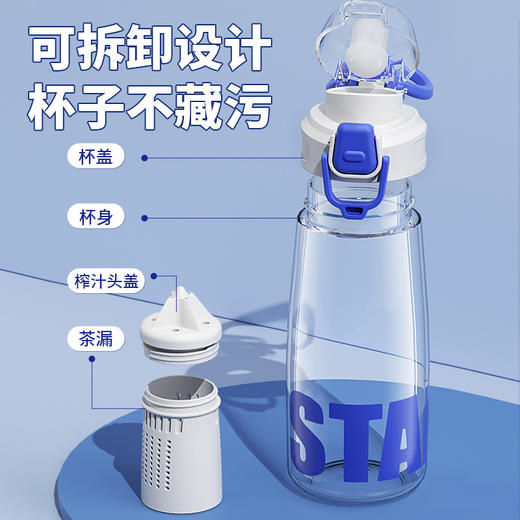 高颜值网红塑料水杯大容量直饮带绳简约运动孕妇随手杯弹跳盖耐摔幼儿园开学季学生水杯 商品图3