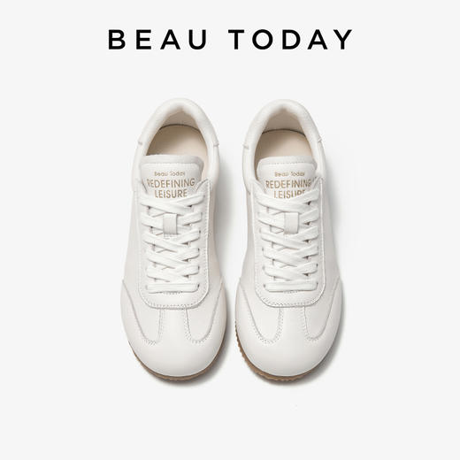 BeauToday 苹果头简约白色德训鞋复古软底女休闲鞋29880 商品图1
