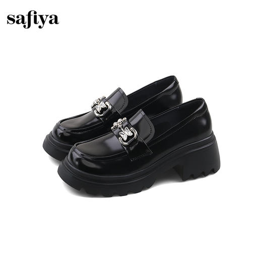 Safiya/索菲娅2024秋学院风蝴蝶钻扣百搭轻便增高JK乐福小皮鞋 SF43112069 商品图2