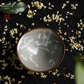 问鼎汝瓷鼎峰柴窑小斗笠杯（白描）（绣球花）（缺货）