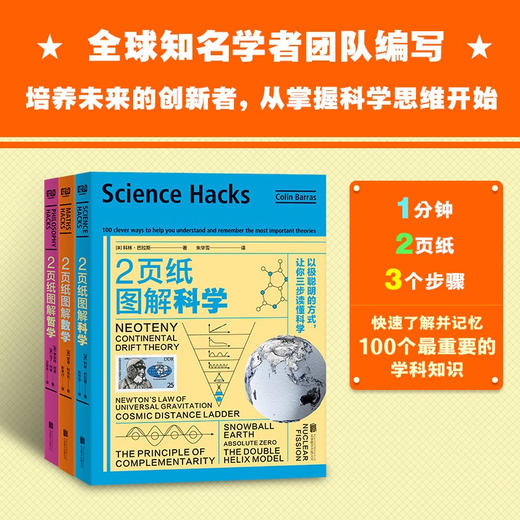书展大捡漏！【库存100】《2页纸图解：以极聪明的方式，三步读懂数学+科学+哲学》全3册 【7-14岁】 商品图0