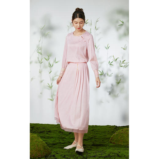 乔万尼真丝衬衫19mm提花缎面国风桑蚕丝上衣EM2C927 商品图1