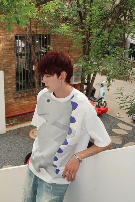 W422512105恐龙印花短袖T恤 商品图5